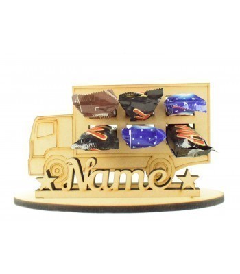 6mm Personalised Lorry Shape Mini Chocolate Bar Holder on a Stand - Stand Options